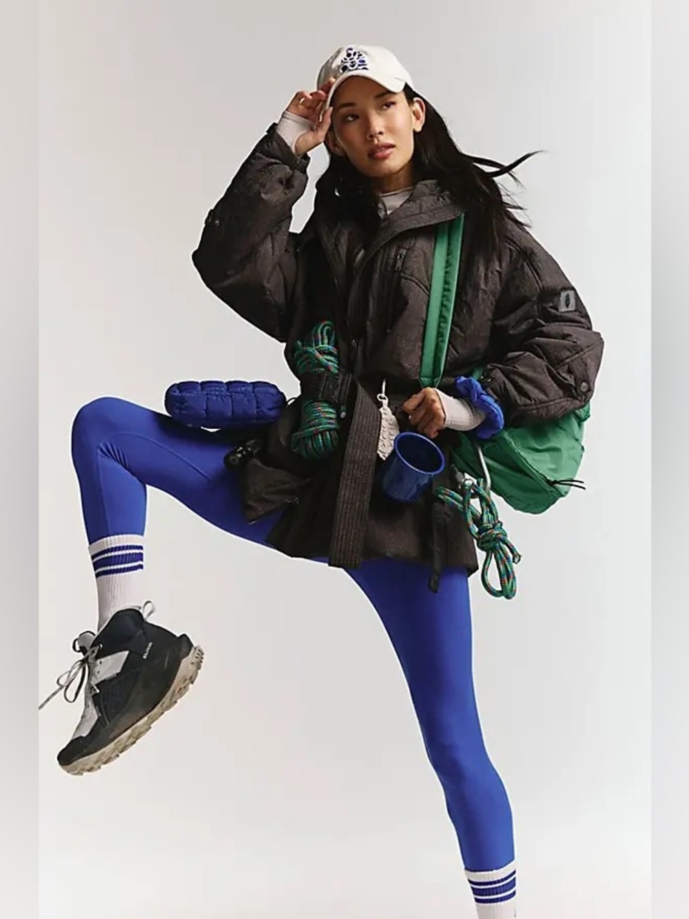 Free People Movement Tricked Out Trek Utility Puffer Jacket In Black Wash Combo